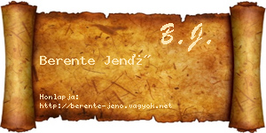 Berente Jenő névjegykártya